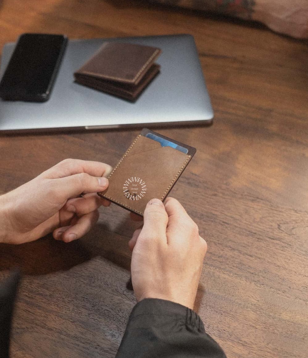 Leather card holder premium sustainable corporate gift executive gifting VIP client events