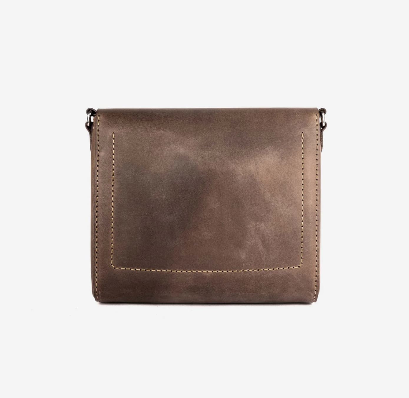 Leather crossbody bag with adjustable shoulder strap, branded corporate gift for executive gifting and hand-stitched by artisans. Fairtrade