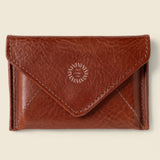 Leather Envelope RFID Wallet in brown showing logo placement
