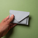 Custom logo leather wallet for corporate gifts in light blue