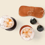 Custom leather glasses case for personalised gifts with logo for clients and executive meetings. Brand activations