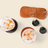 Custom leather glasses case for personalised gifts with logo for clients and executive meetings. Brand activations