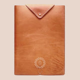 Hand-Stitched Leather Laptop Sleeve in cognac vegetable-tanned leather, fits 13 to 16 inch MacBook Pro, luxury corporate gift