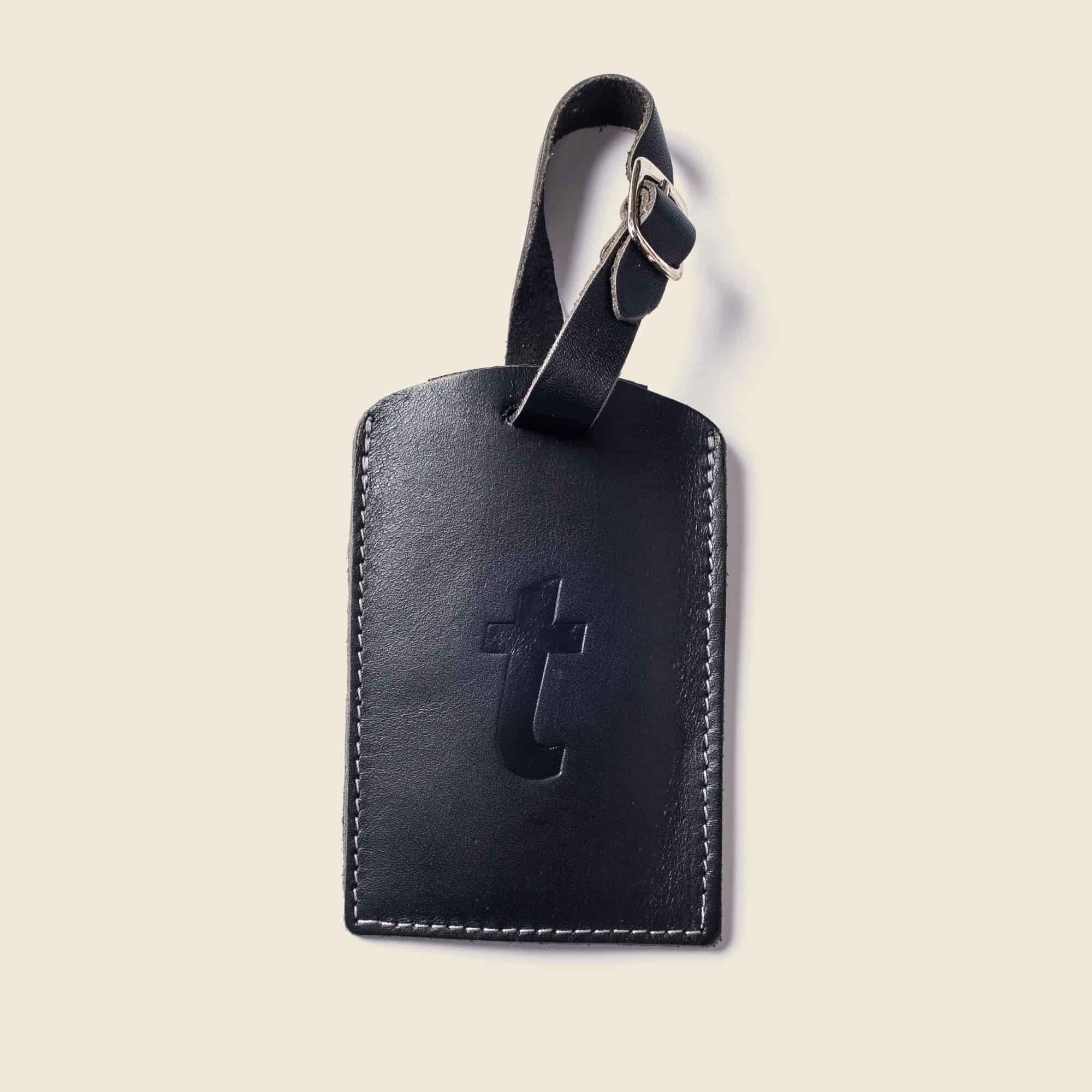 Leather Luggage Tag in black