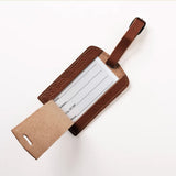 Leather Luggage Tag in brown, open