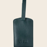 Leather Luggage Tag in green, personalised with Weil logo embossed