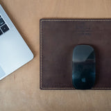 Hand-Stitched Leather Mouse Pad in vintage brown vegetable-tanned leather, eco friendly gift