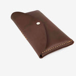 Brown leather organiser pouch premium corporate gift for client events and executive gifting
