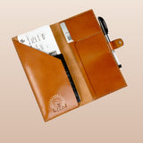 Brown vegan leather passport holder for eco corporate gifts