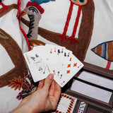 Leather Playing Card Gift Set showing the playing cards and leather box, corporate gift detail