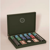 Green leather poker set, a considered executive gift for offsites, client gifting and brand activations.