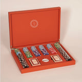 Orange leather poker set, a branded corporate gift designed for events and client activations.