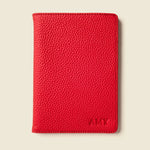 Leather RFID Passport Wallet in red, monogrammed