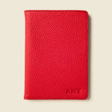 Leather RFID Passport Wallet in red, monogrammed