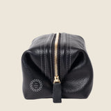 Personalised black leather toiletry bag premium executive corporate gift UK
