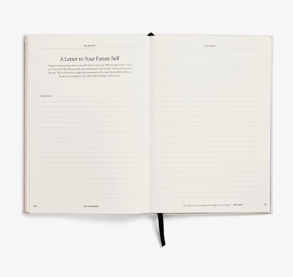 Life Designer Journal, Pillar 5, "A note to your future self" page