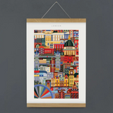 London blockprint wall art featuring Big Ben, London Eye and St Paul’s Cathedral. Unique sustainable corporate gift idea.