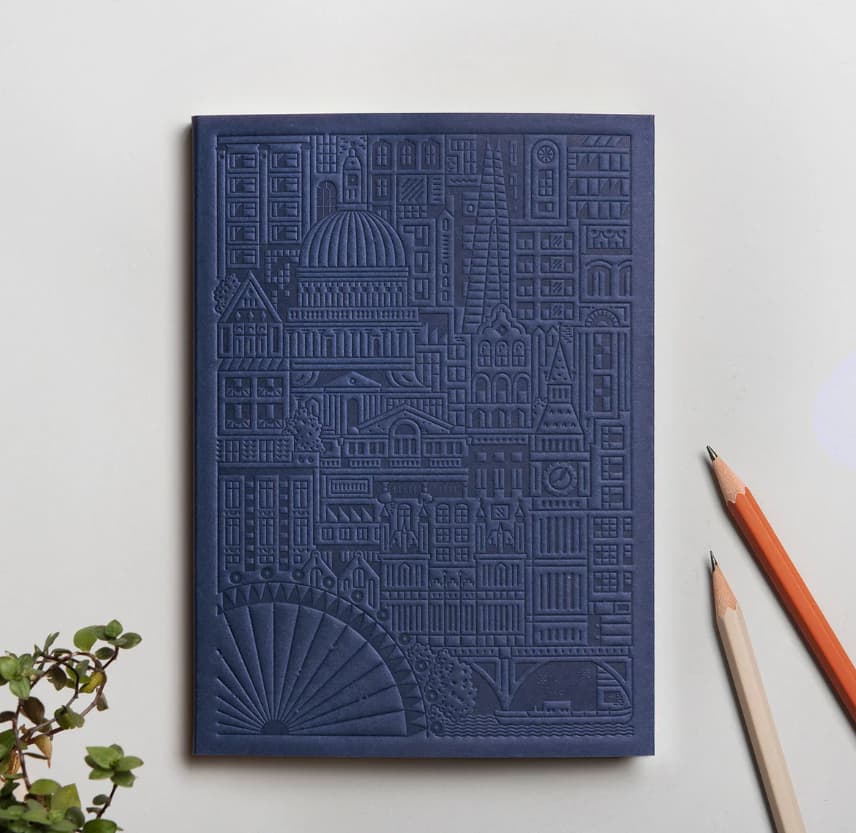 London Notebook in blue with 128 blank pages