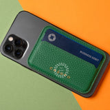 MagSafe Leather Cardholder in green, showing logo placement