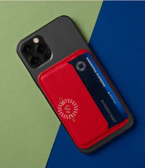 MagSafe Leather Cardholder in red, showing logo placement