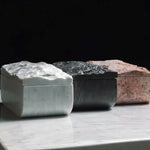 Hand-carved marble box in White Valencia, Jasper Pink and Southern Black, executive corporate gift
