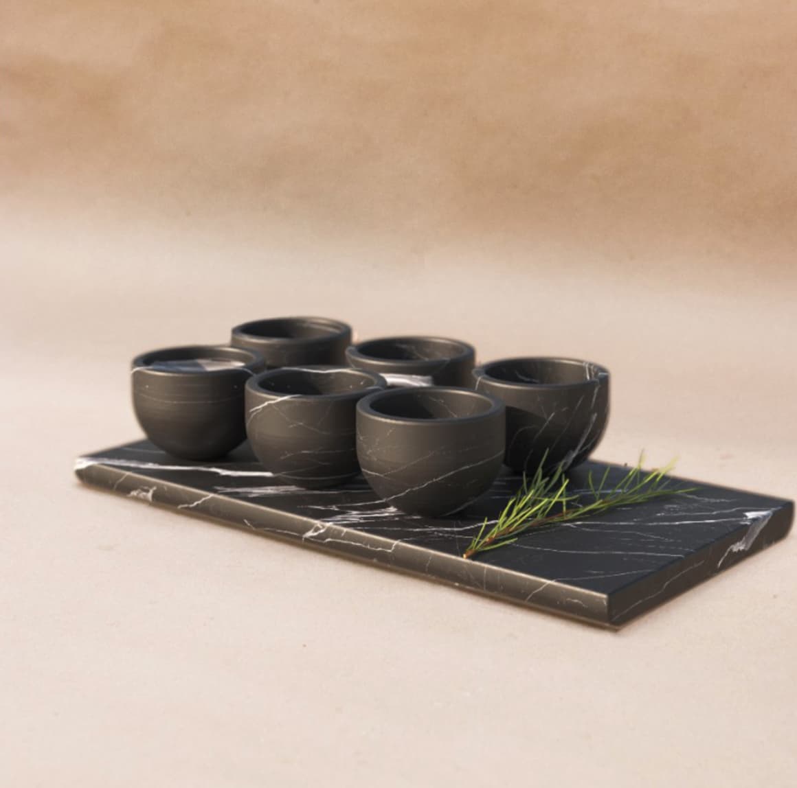 Set of 6 marble mezcal shot glasses premium luxury corporate gift VIP client events