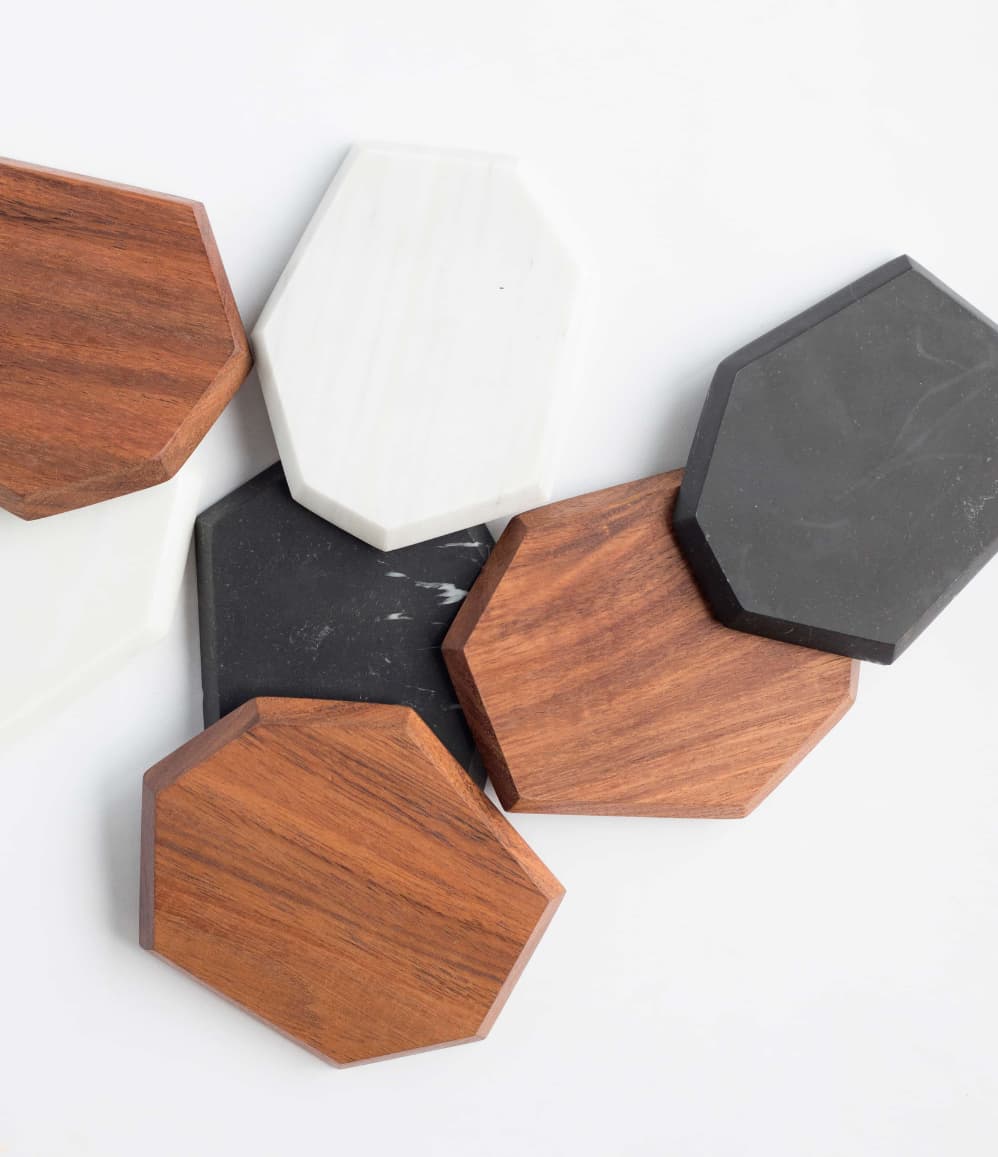 Marble and wood coasters personalised luxury corporate gift VIP client events UK