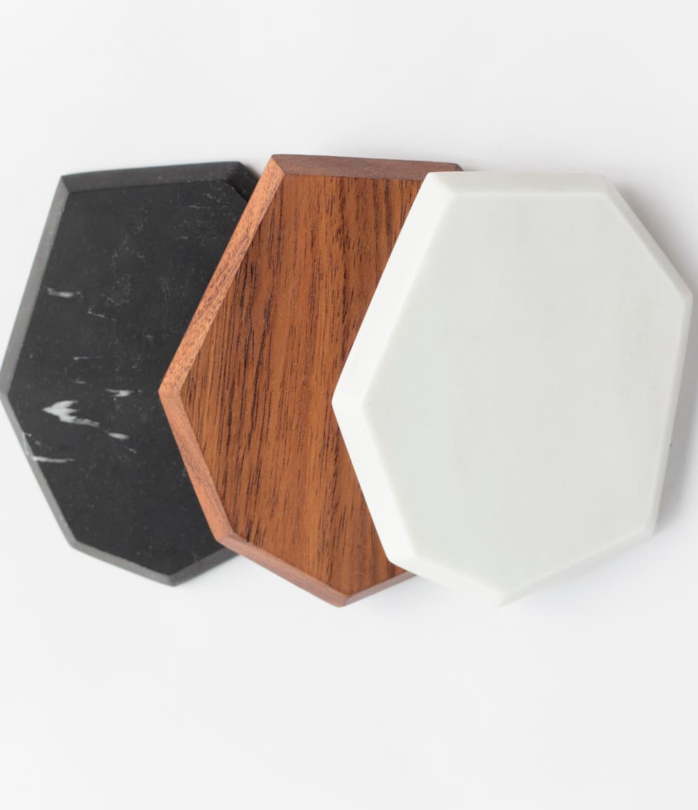 Personalised marble and wood coasters premium executive corporate gift client events UK