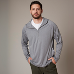 Men's zip neck sun hoodie sustainable branded company swag for B2B Corporate gifts