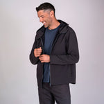 Men's charcoal soft shell hoodie side view