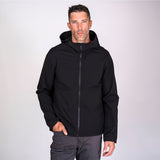 men’s soft shell hoodie, premium sustainable corporate merch for events and brand activations