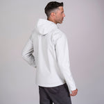 Men's white soft shell hoodie back view
