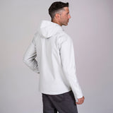 Men's white soft shell hoodie back view