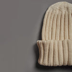 Beige merino wool beanie premium sustainable corporate gifts for clients and employees