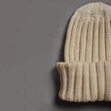 Beige merino wool beanie premium sustainable corporate gifts for clients and employees