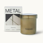 Homework metal scented candle, sustainable corporate gifts for executive women.