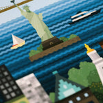 New York Blockprint detail, showing print quality and colour