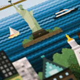 New York Blockprint detail, showing print quality and colour