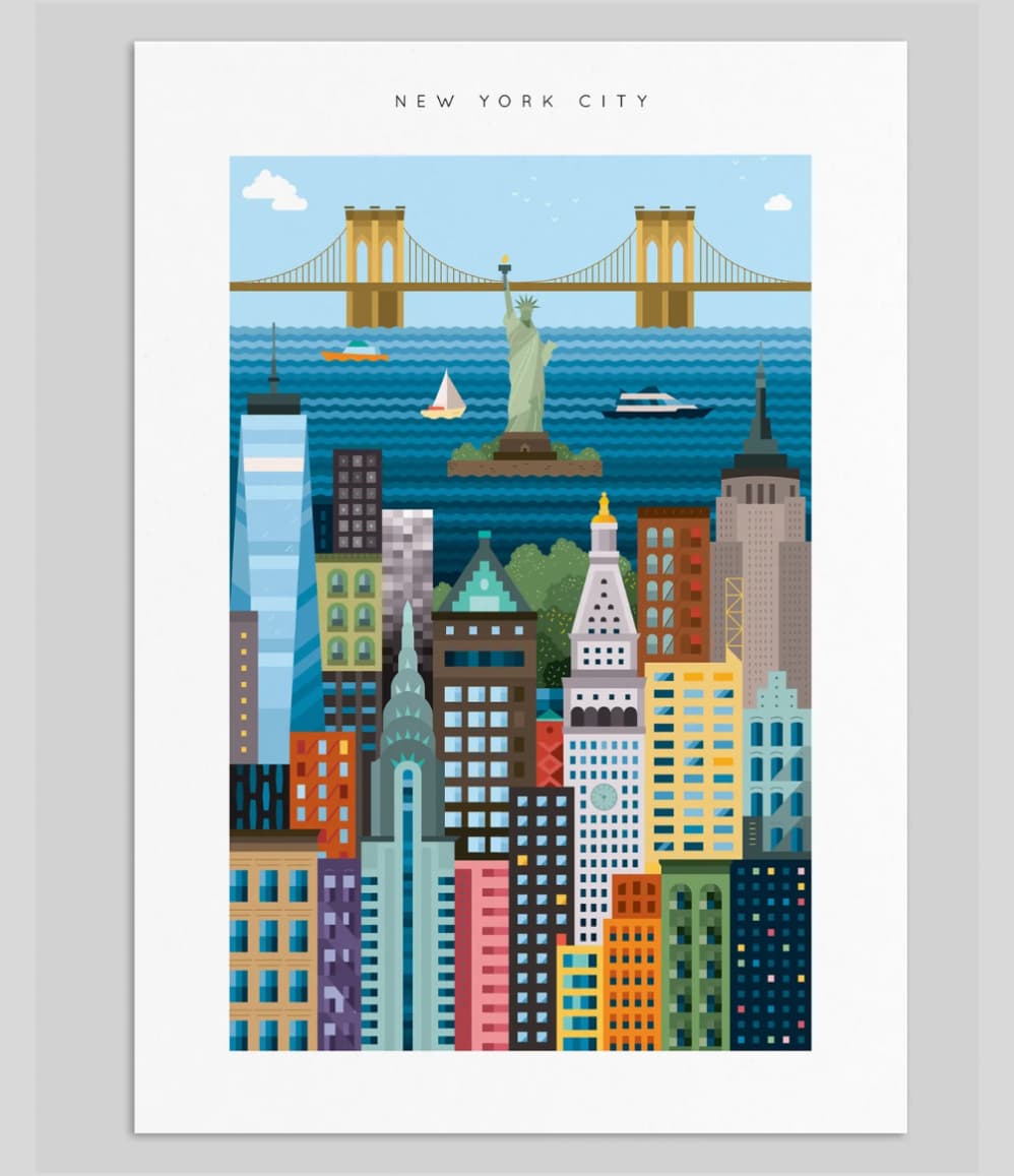 New York Blockprint unframed, A3 and A4 sizes available