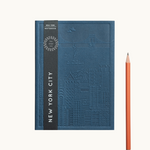 Debossed New York notebook in blue, eco-friendly branded merchandise