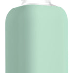 Eco glass bottle with light green silicone sleeve, 500ml premium swag for conference giveaways and sustainable corporate goodies