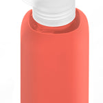 NUOC eco glass bottle with orange silicone sleeve, 500ml premium swag for conference giveaways and sustainable corporate goodies