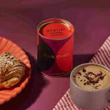 Organic Black Cherry Drinking Chocolate, 200g tin, desk gift from a women-owned chocolate maker in Scotland