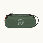 Sustainable green oval pencil case made from recycled PET bottles for eco swag