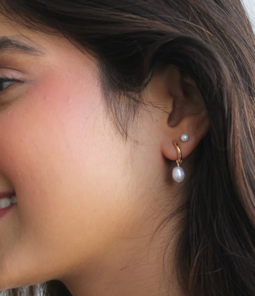 Handcrafted baroque pearl earrings, a unique corporate gift for women, ideal for International Women's Day