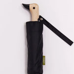 Personalised Black Duck Umbrella, closed, showing logo placement