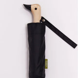 Personalised Black Duck Umbrella, closed, showing logo placement