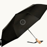 Personalised Black Duck Umbrella, open, showing logo placement