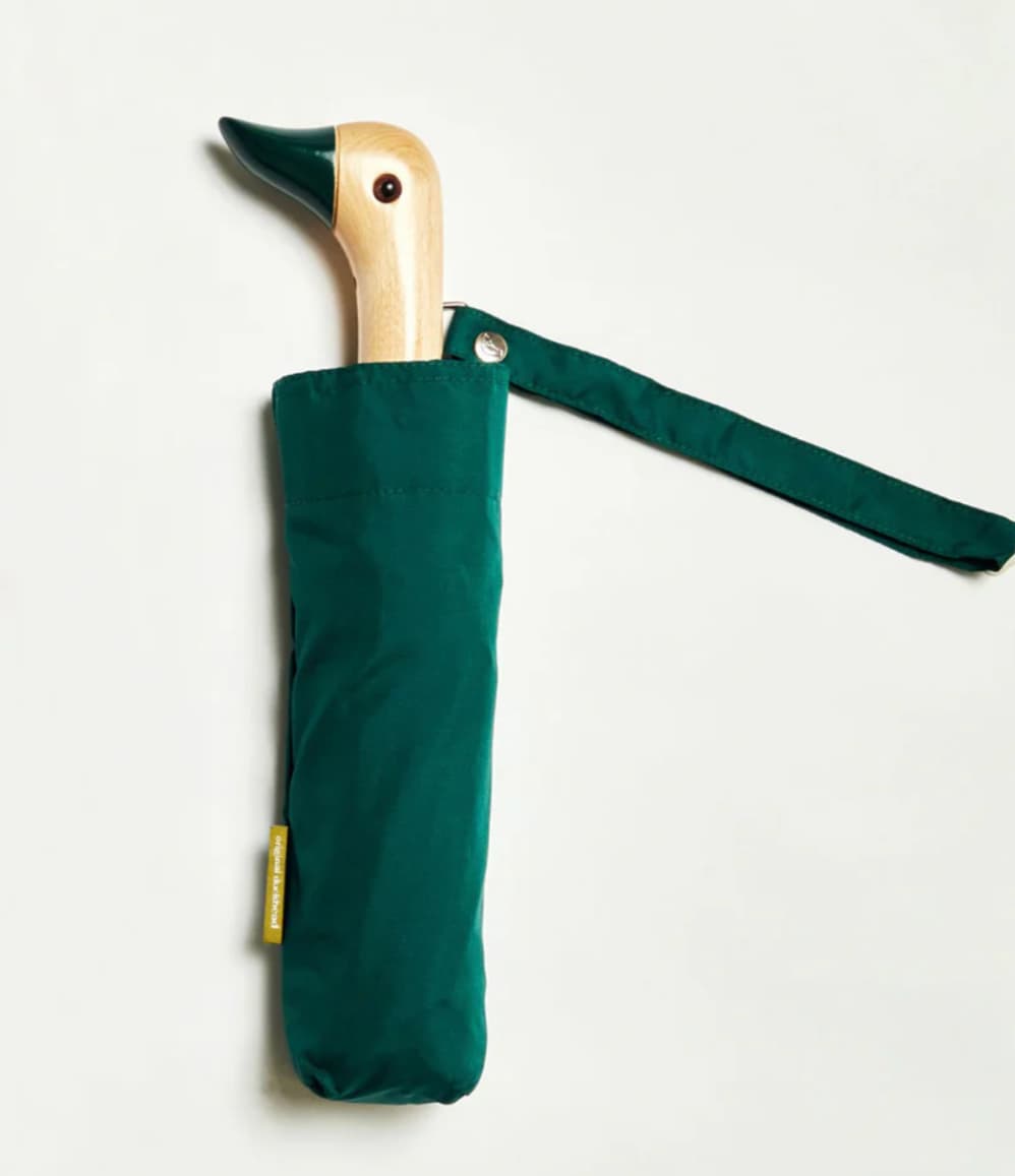 Personalised forest green Duck Umbrella, closed