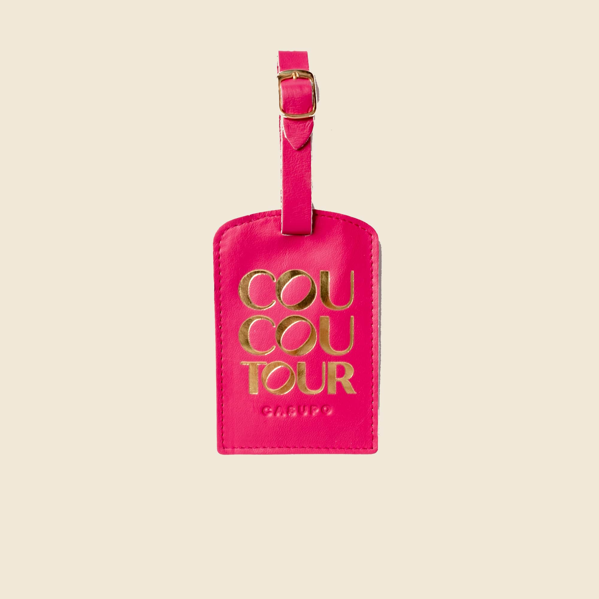 Branded swag pink leather luggage tag for conference giveaways